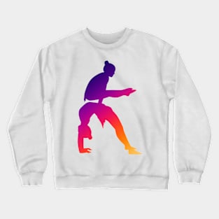 A women’s pair doing straddle on bridge Crewneck Sweatshirt